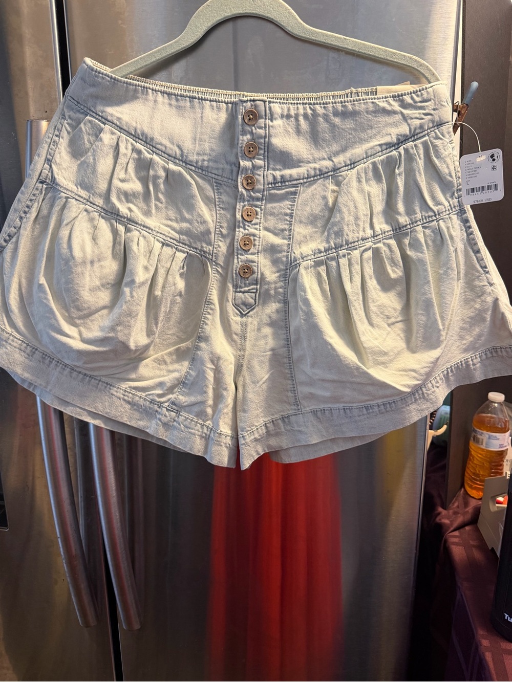 High-Waist Button-Front Women's Shorts in Light Cream